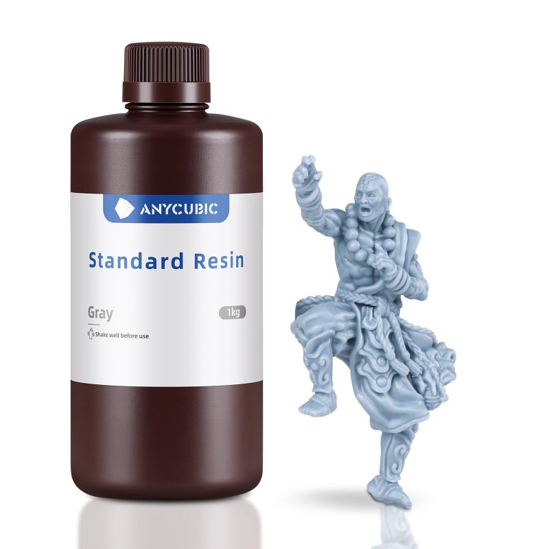 ANYCUBIC 3D Printer Resin, 405nm High Precision Fast Curing UV Photopolymer Resin for LCD 3D Printing, 1kg Grey - Image 1